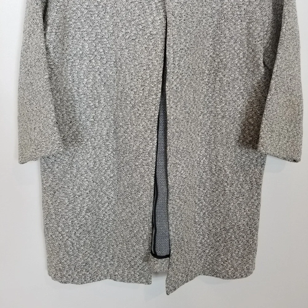 Eileen Fisher Marled Gray Textured Woven Cotton Blend Swing Coat Sz L Classic‎